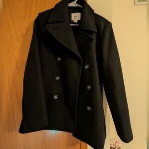 Old Navy Black Double-Breasted Peacoat - M